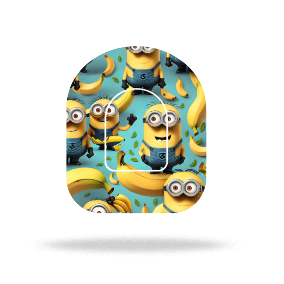 Minions-themed pump overpatch for Omnipod 5 & Dash, featuring vibrant design for added stability and style.