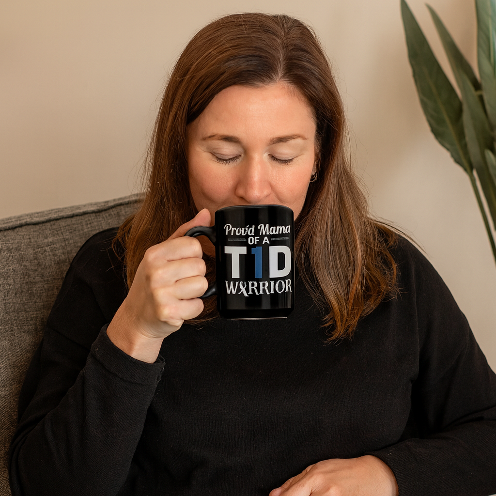 Diabeteshjalp Keramikmugg Stolt Mamma till en T1D-Krigare – Keramikmugg