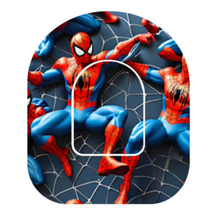 Spiderman theme pump overpatch for Omnipod 5 & Dash, featuring superhero design for extra stability and style.