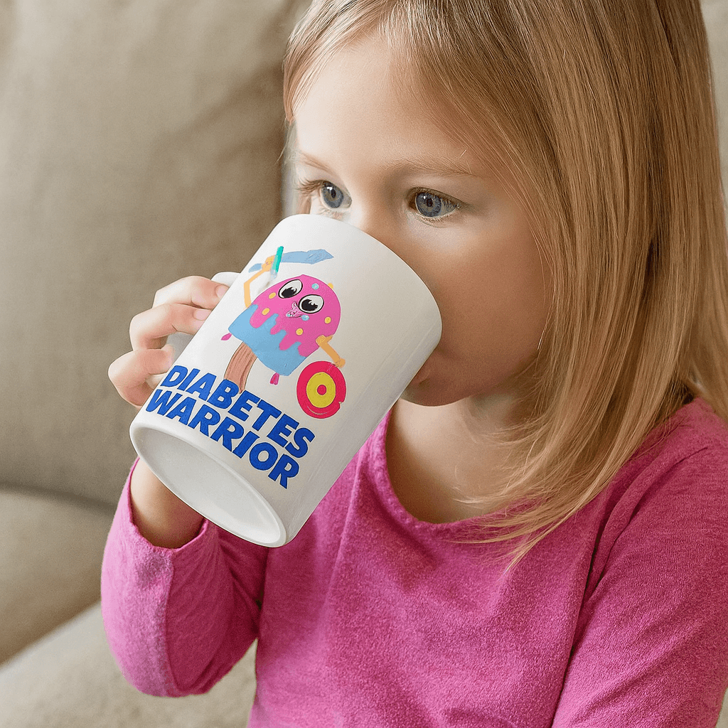 Diabeteshjalp Keramikmugg Diabeteskrigare Mugg med Sött Rosa Monster - Keramikmugg