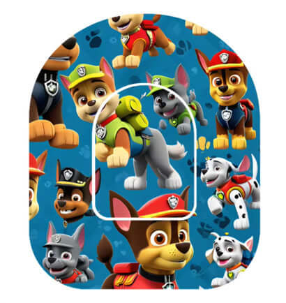 Paw Patrol themed Universal Pump Overpatch for Omnipod 5 and Dash with vibrant character design for added style.