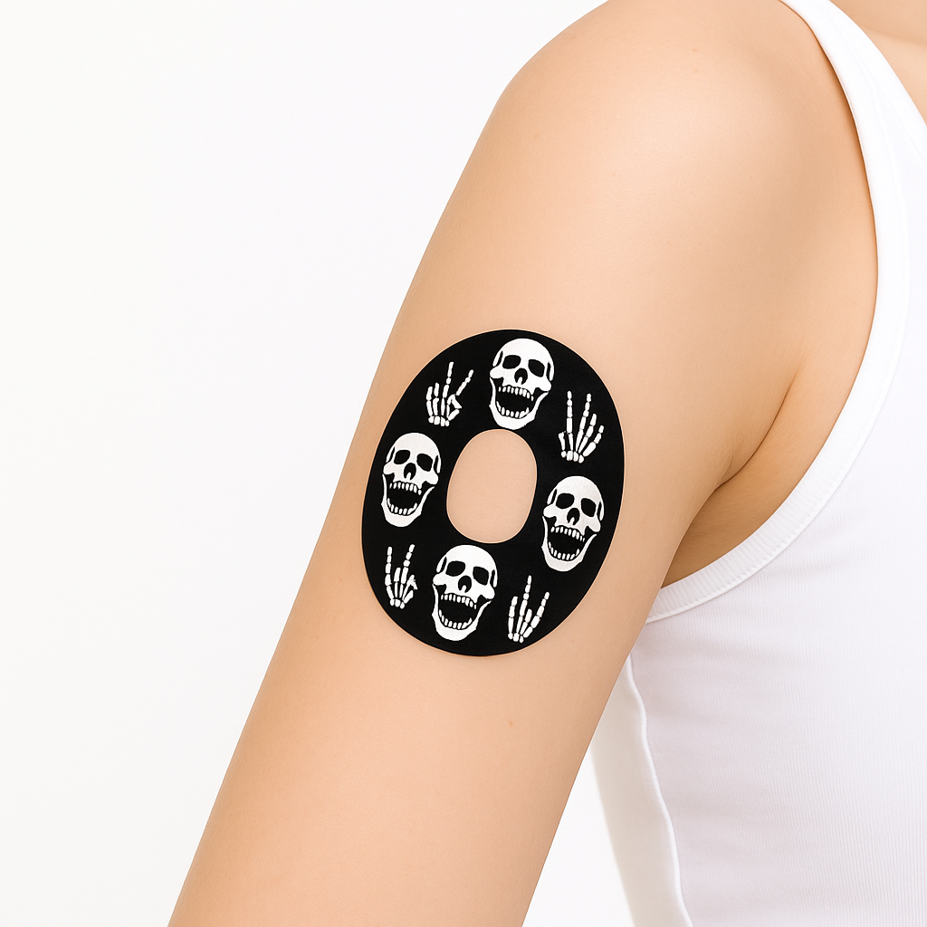 Rock"N"Roll Skull CGM-sensor overpatches för Dexcom G6 - Diabeteshjalp