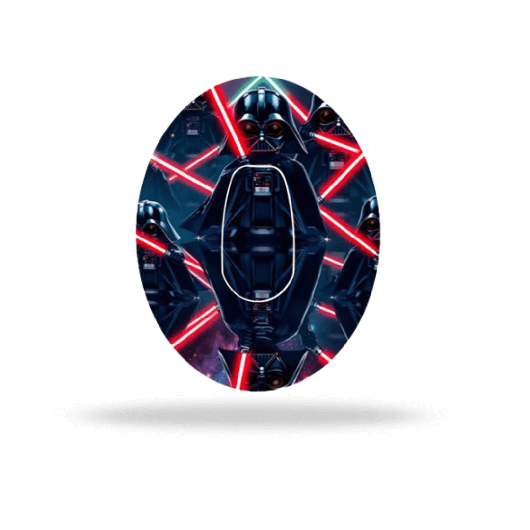 Star Wars Darth Vader CGM-Sensor Overpatch with vibrant lightsaber design for Dexcom G6 sensor.