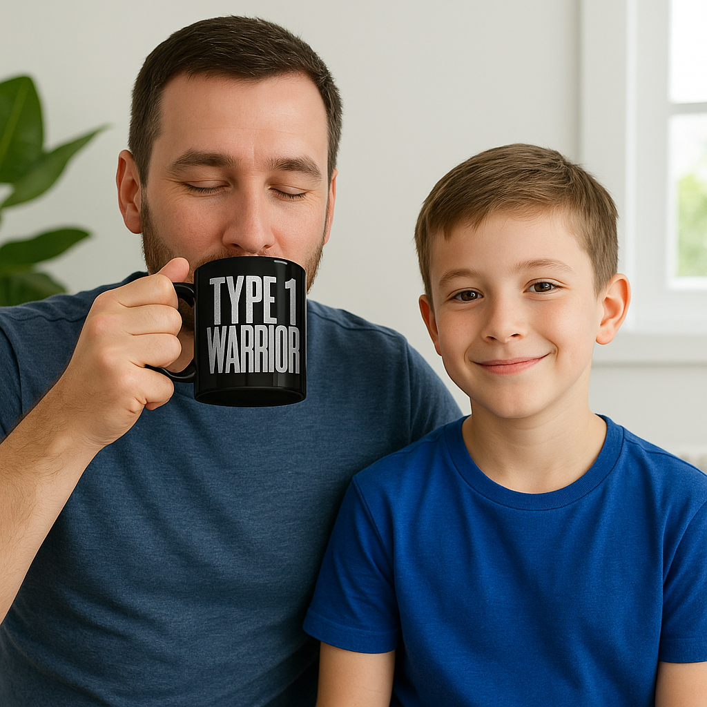 Diabeteshjalp Keramikmugg Typ 1 Warrior – Svart Keramisk Mugg för Typ 1 Diabetes