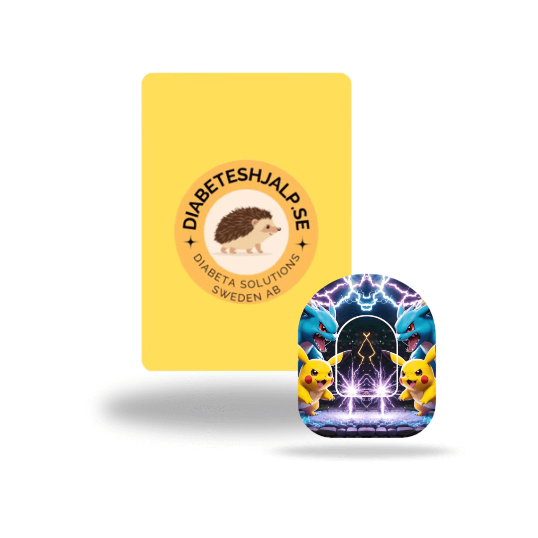 Pokémon Universal Pump Overpatches för Omnipod 5 och Dash – inkl. Pumpsticker. Färgglada och funktionella överpatches designade för att ge din insulinpump extra fixering och stil med välkända Pokémon-figurer.