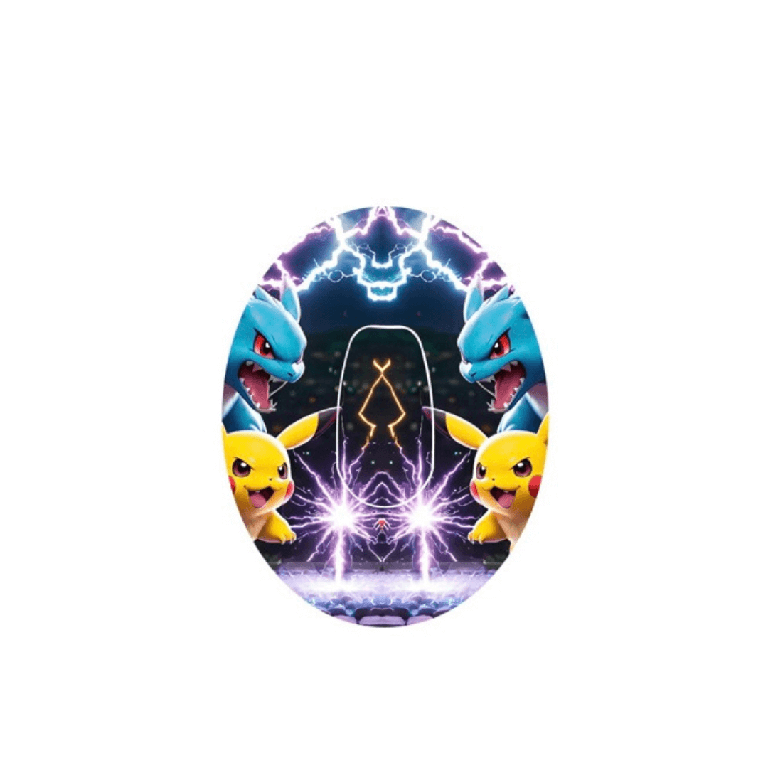 Pokémon CGM-Sensor Overpatch featuring Pikachu and Squirtle with vibrant lightning design.