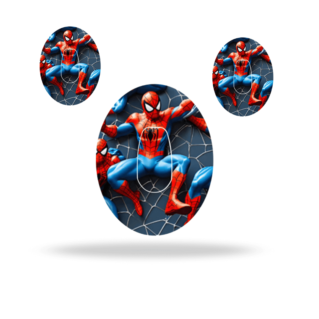 Spiderman CGM-Sensor Overpatch for Dexcom G6 with vibrant design and secure fit, featuring iconic superhero graphics.
