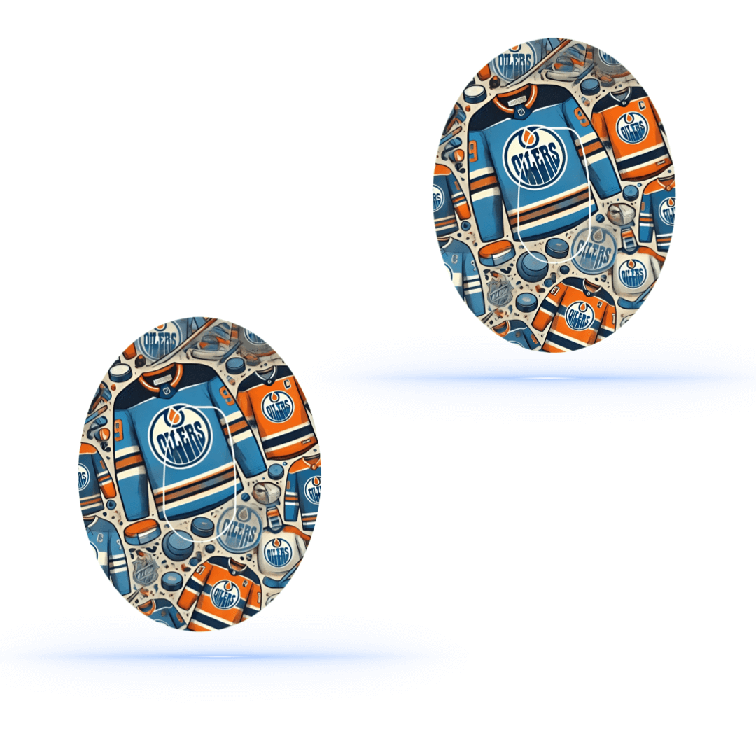 Edmonton Oilers Ice Hockey CGM Sensor Patch för Dexcom G6 (10-pack) inkl. Sensor Sticker - Diabeteshjalp