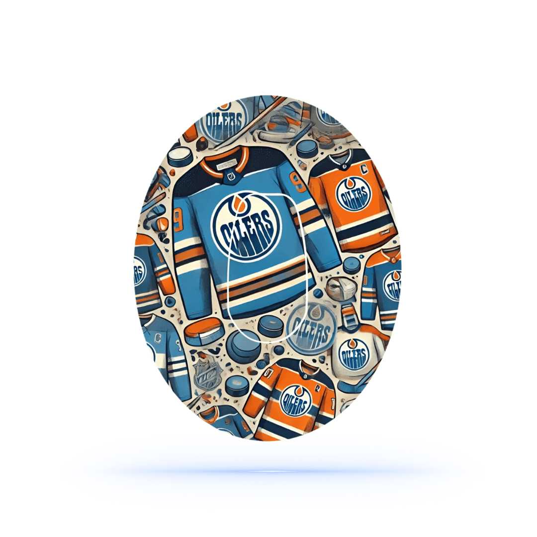 Edmonton Oilers Ice Hockey CGM Sensor Patch för Dexcom G6 (10-pack) inkl. Sensor Sticker - Diabeteshjalp