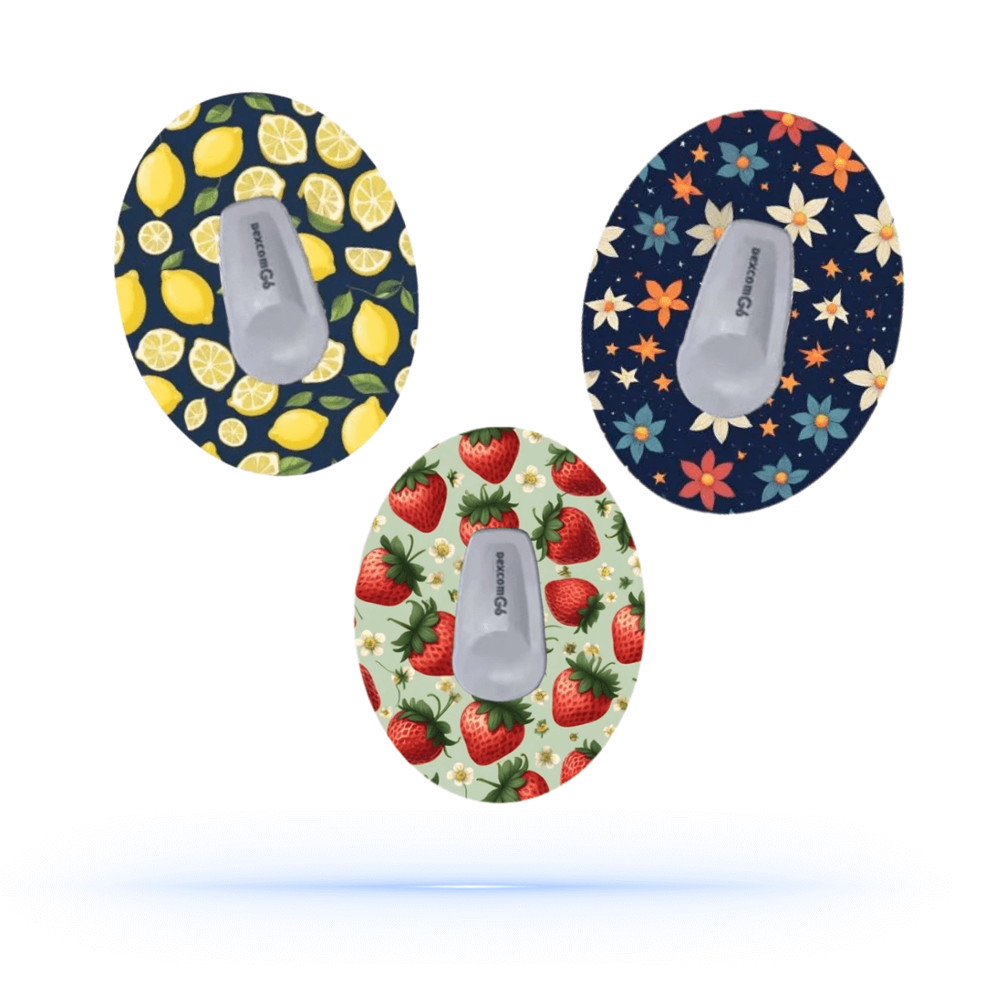NightFruit MixPack CGM Patch för Dexcom G6 (3-pack) – Färgstarkt och unikt skydd - Diabeteshjalp