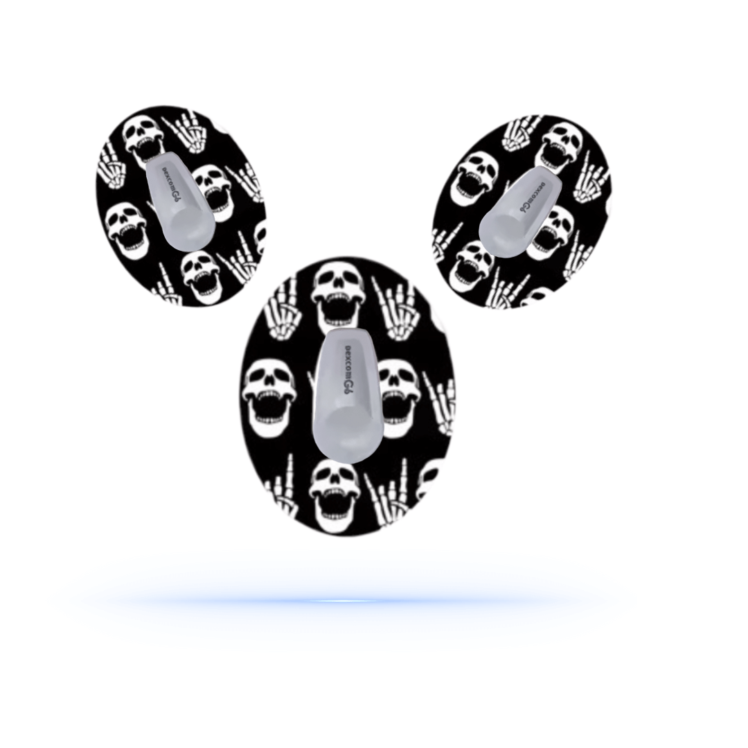 Rock"N"Roll Skull CGM sensor Patches för Dexcom G6 - Diabeteshjalp