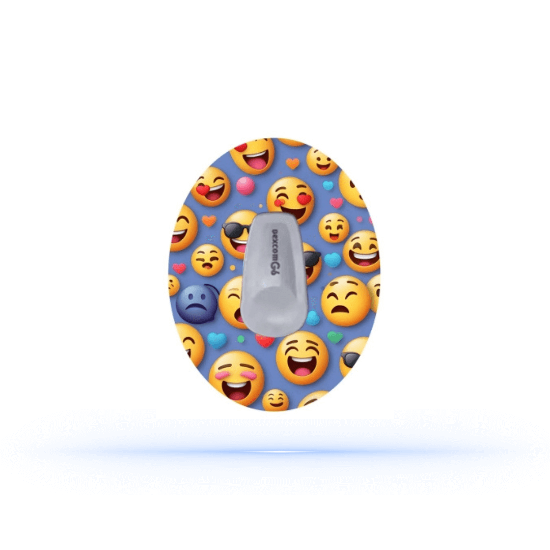 Smiley Emoji CGM Sensor Patches för Dexcom G6 (5-pack) - Diabeteshjalp