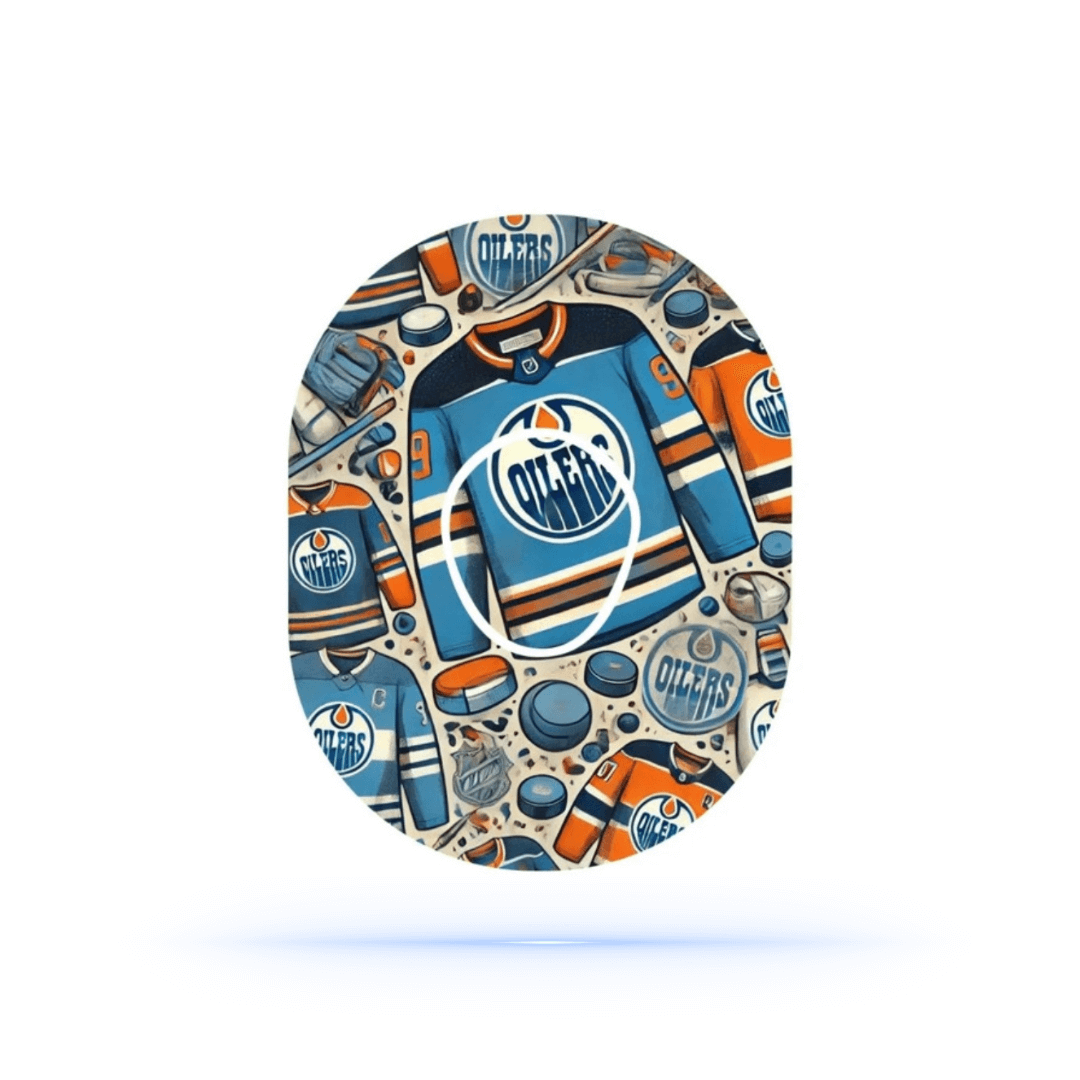Edmonton Oilers Ice Hockey CGM Patches för Dexcom G7 Sensor (10-pack) inkl. Sensor Sticker - Diabeteshjalp