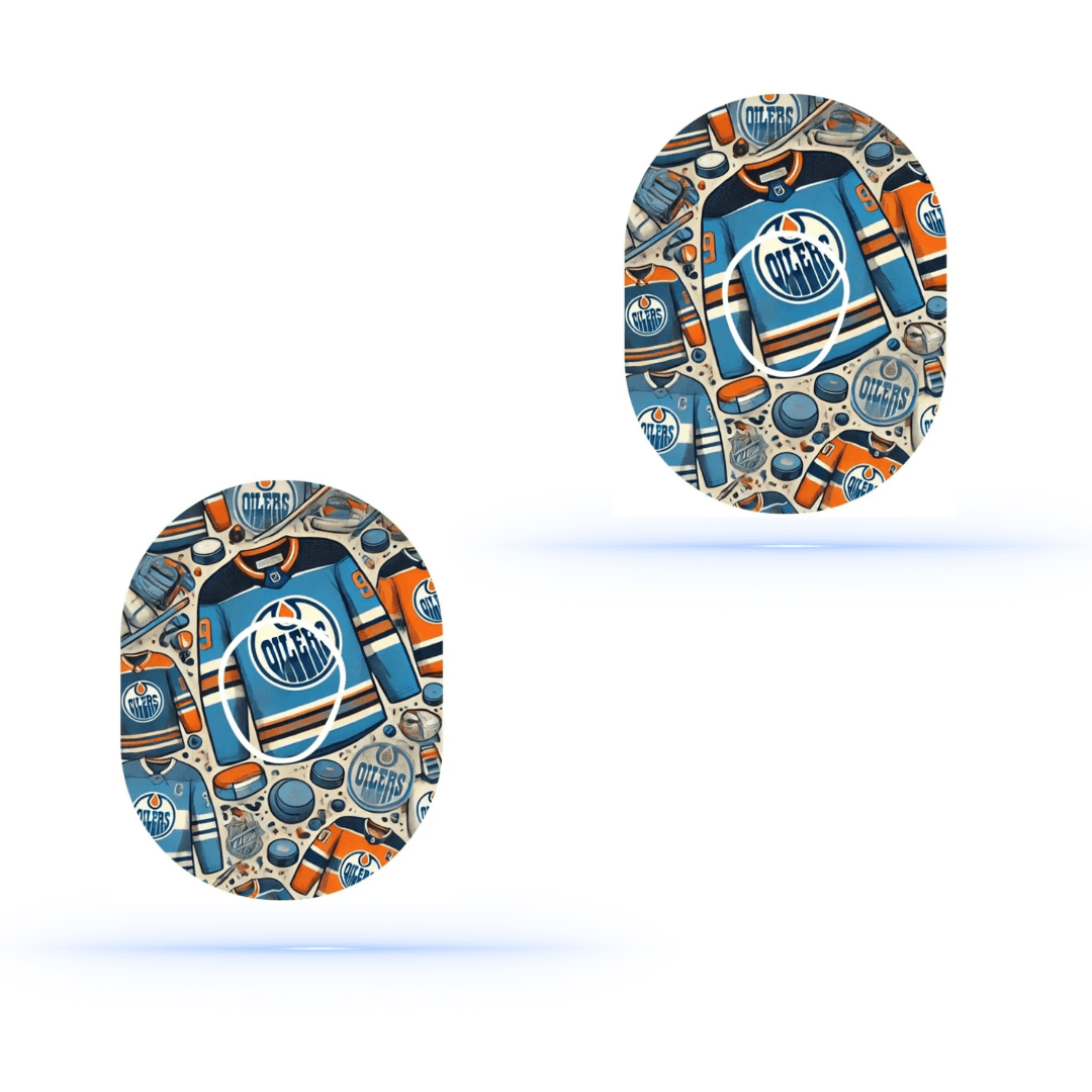 Edmonton Oilers Ice Hockey CGM Patches för Dexcom G7 Sensor (10-pack) inkl. Sensor Sticker - Diabeteshjalp