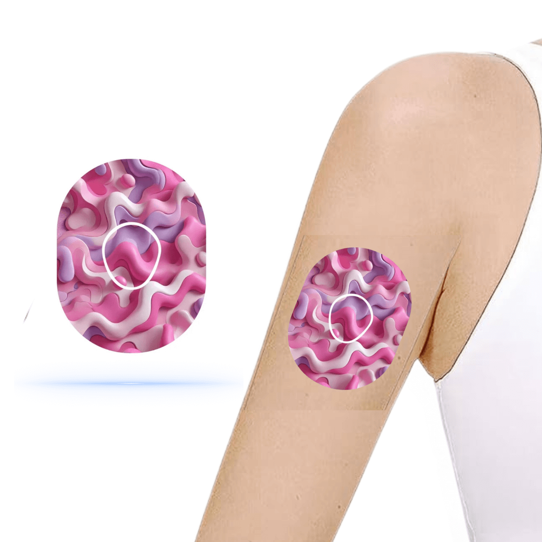 Pink Camouflage CGM Sensor Patches för Dexcom G7 Sensor (10-pack) inkl. Sensor Sticker - Diabeteshjalp