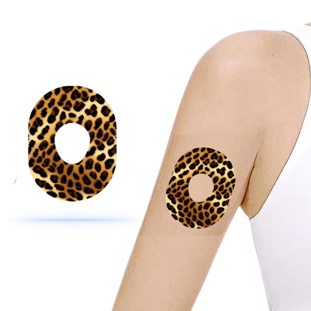 Leopardmönster CGM sensor Patches för Dexcom G7 (5-pack) - Diabeteshjalp