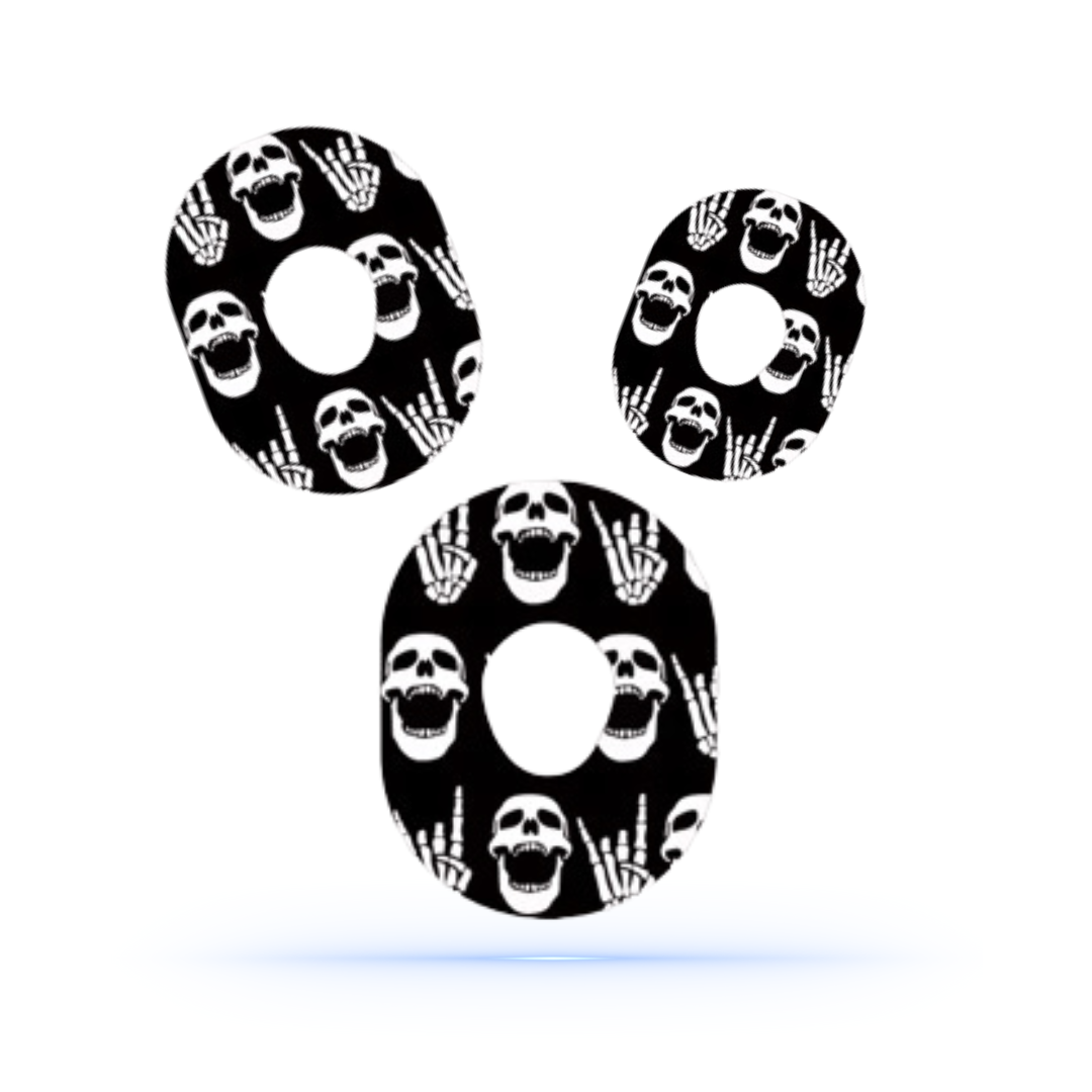 Rock"N"Roll Skull CGM Sensor Patches för Dexcom G7 ( 5-pack) - Diabeteshjalp
