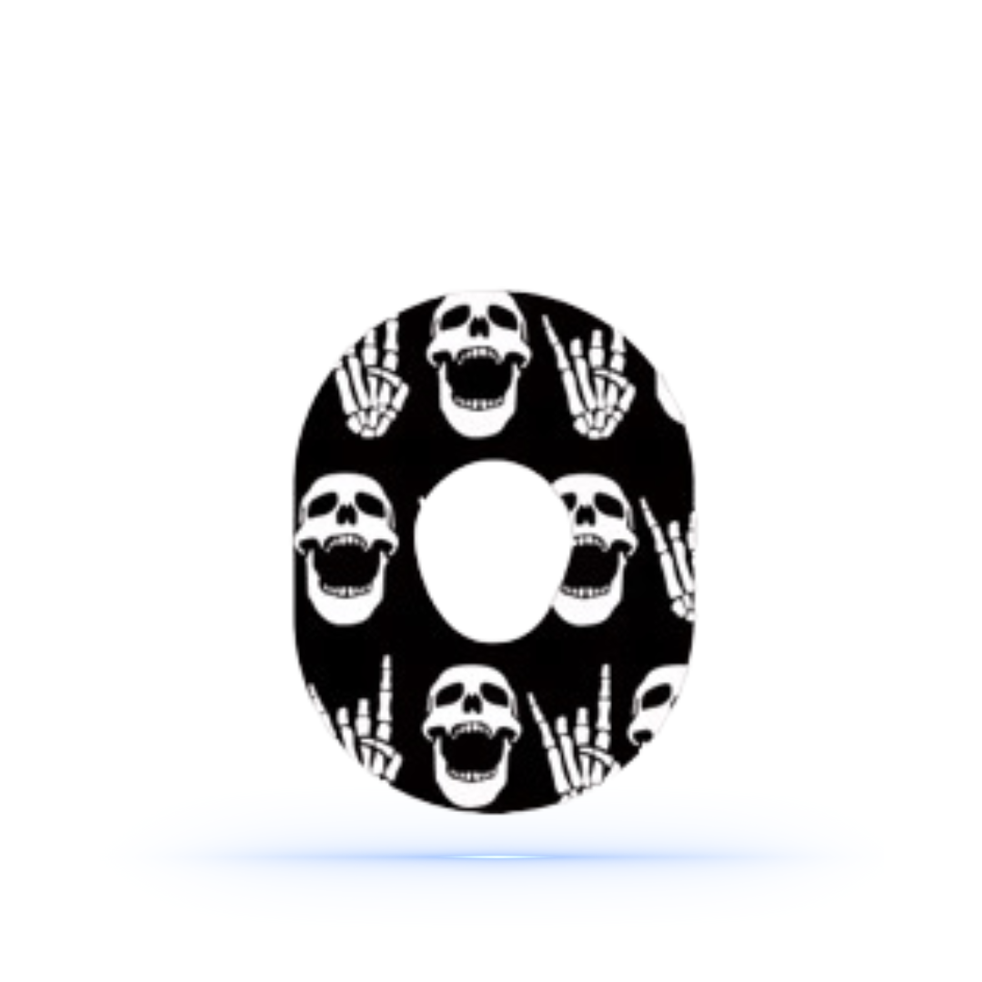 Rock"N"Roll Skull CGM Sensor Patches för Dexcom G7 ( 5-pack) - Diabeteshjalp
