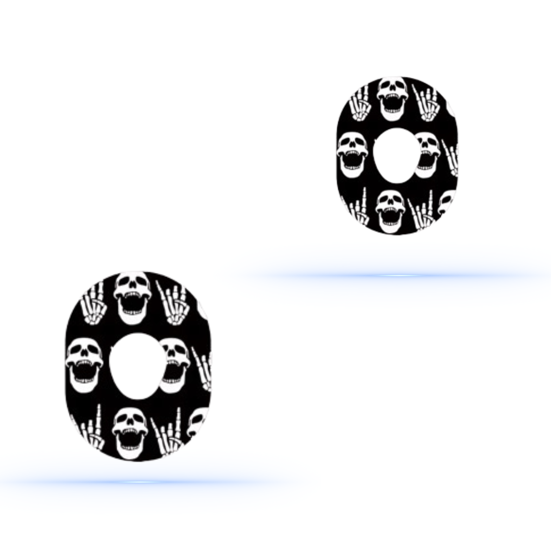 Rock"N"Roll Skull CGM Sensor Patches för Dexcom G7 ( 5-pack) - Diabeteshjalp