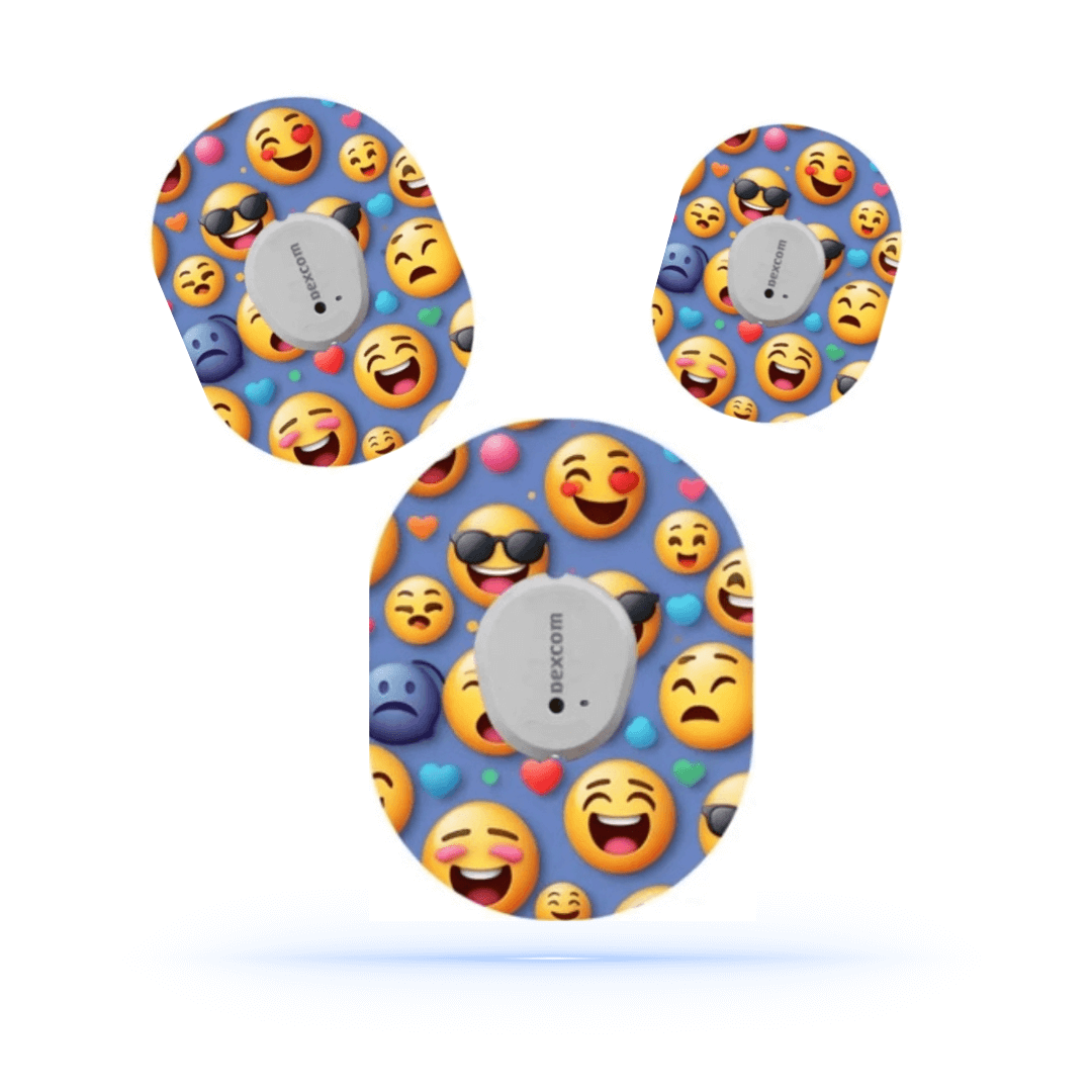 Smiley Emoji CGM Sensor Patches för Dexcom G7 (5-pack) - Diabeteshjalp