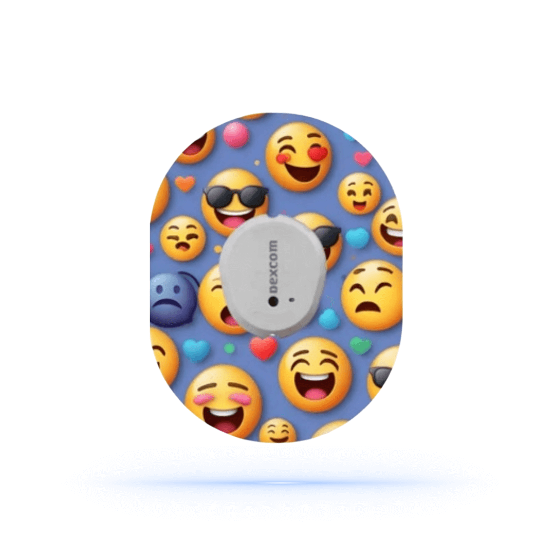 Smiley Emoji CGM Sensor Patches för Dexcom G7 (5-pack) - Diabeteshjalp