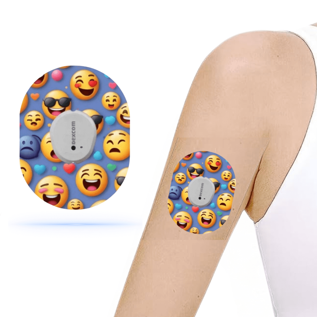 Smiley Emoji CGM Sensor Patches för Dexcom G7 (5-pack) - Diabeteshjalp