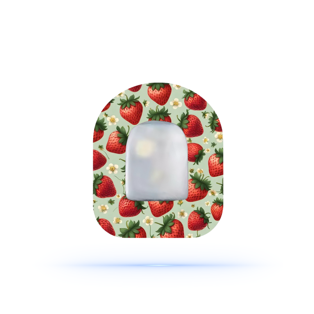 Strawberry Universal Pump overpatch Omnipod (10-pack) - Diabeteshjalp