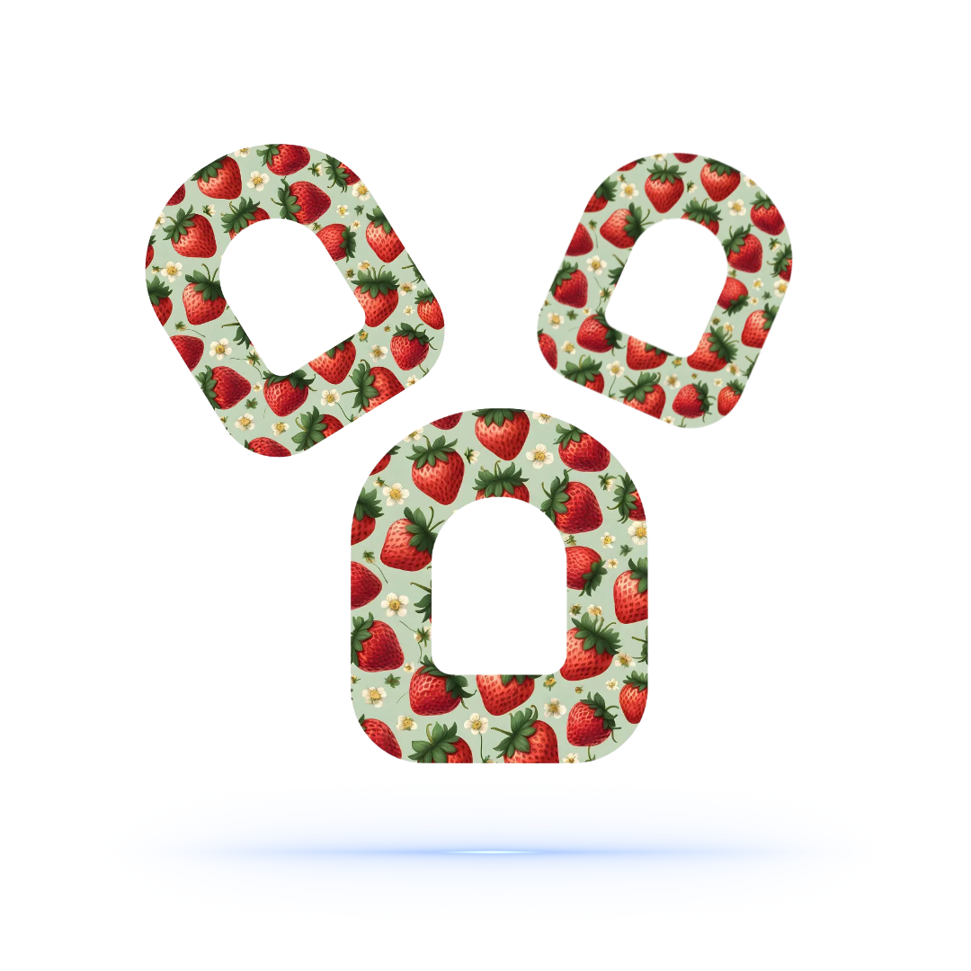 Strawberry Universal Pump overpatch Omnipod (10-pack) - Diabeteshjalp