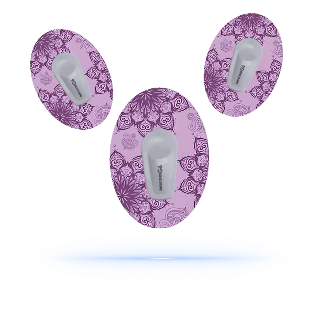 Purple Mandalaprint CGM sensor Patches För Dexcom G6 ( 5-pack) - Diabeteshjalp