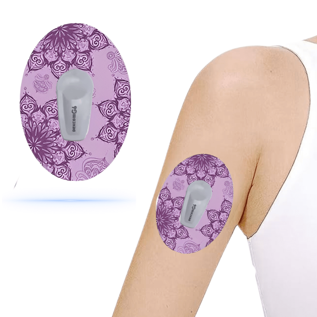 Purple Mandalaprint CGM sensor Patches För Dexcom G6 ( 5-pack) - Diabeteshjalp