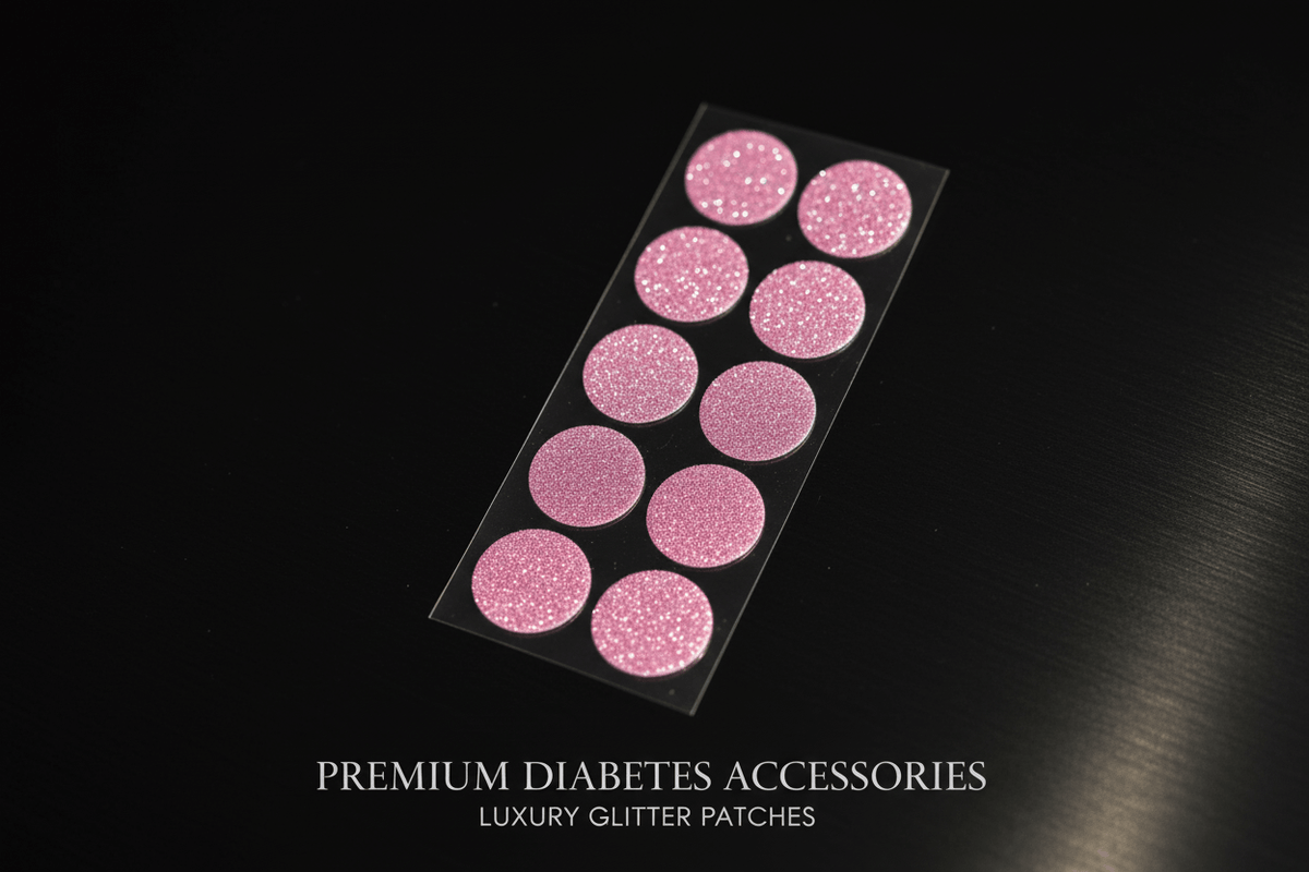 Freestyle Libre glitterstickers i rosa färg, förvandlar din sensor till en stilfull accessoar.