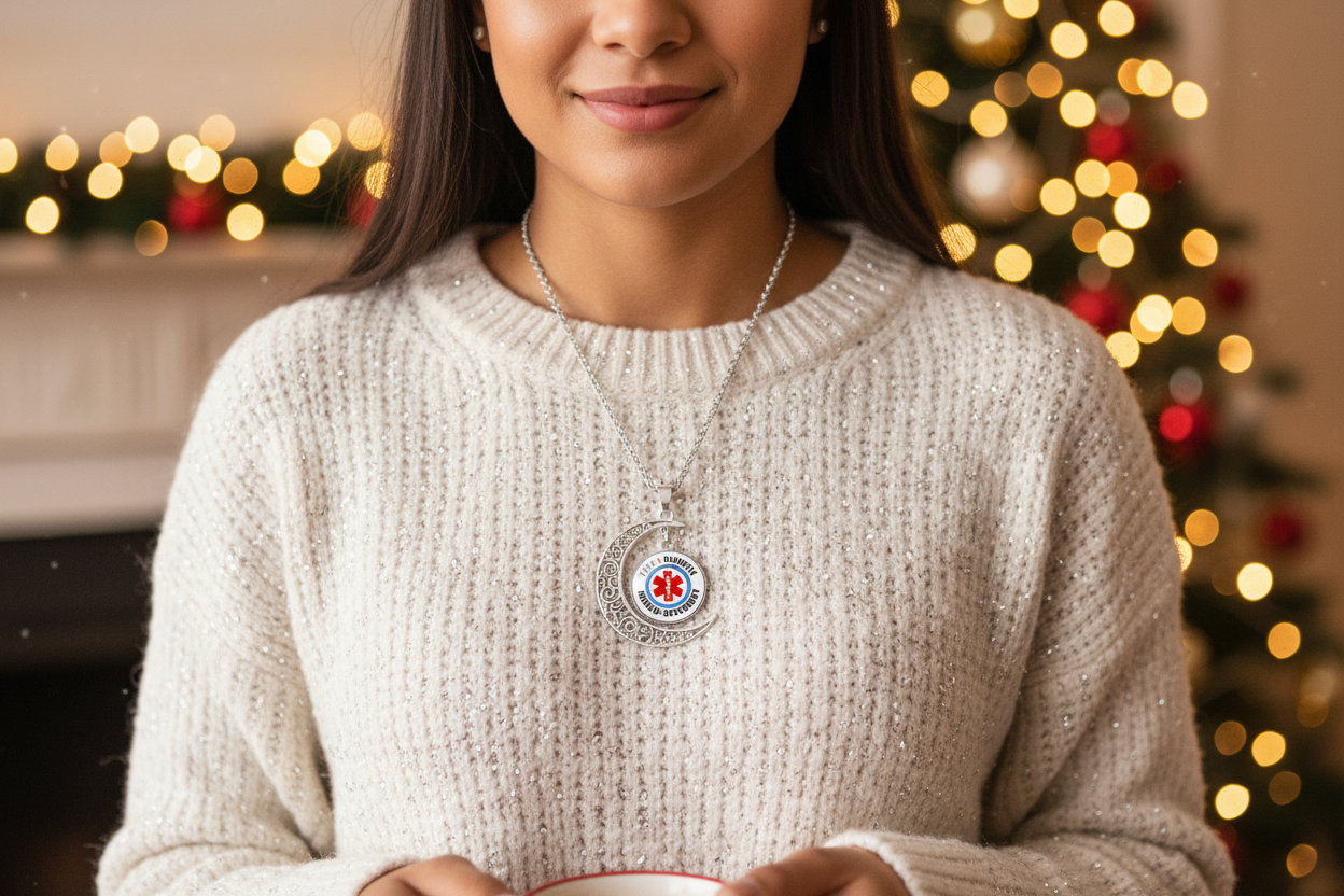 Person med halsband vid jul