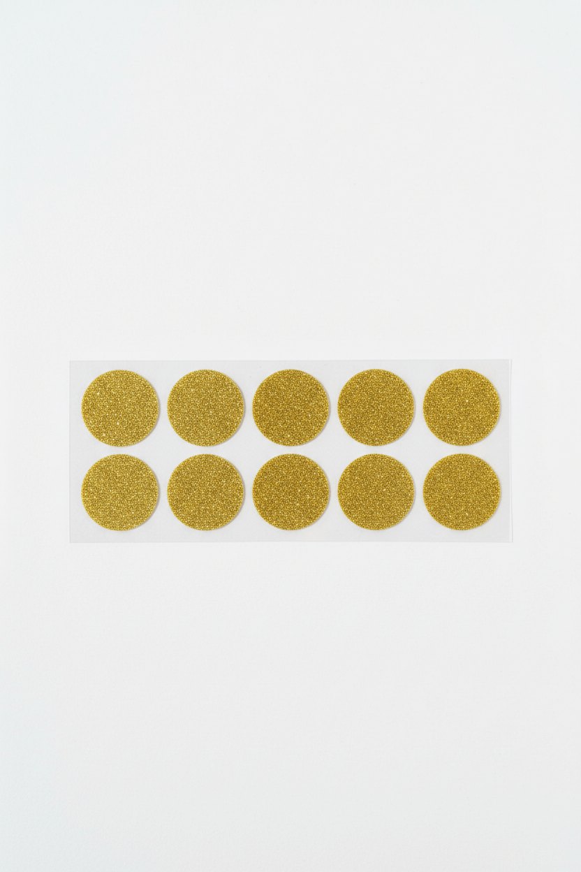 Guldglitter Freestyle Libre stickers för CGM-sensor i guldfärg, en stilfull accessoar för att dekorera din Freestyle Libre enhet.