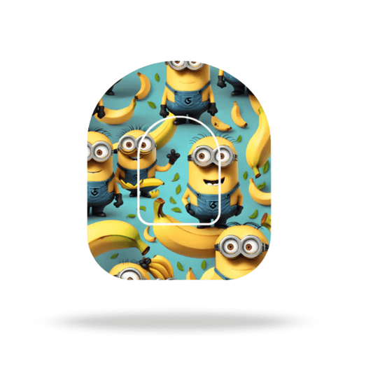 Minions-themed pump overpatch for Omnipod 5 & Dash, featuring vibrant design for added stability and style.