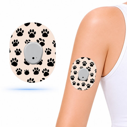 Paw pattern CGM sensor patches for Dexcom G7 (5-pack)