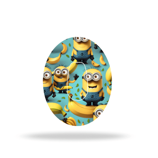 Minions-themed CGM overpatch for Dexcom G6 with colorful design and sensor sticker