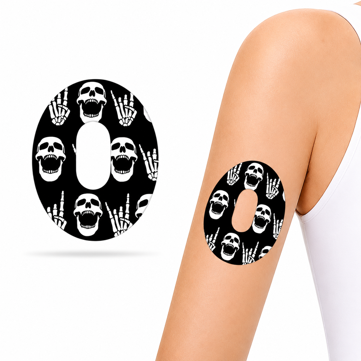 DiabetaGuard - Rock"N"Roll Skull  CGM Patches Dexcom G6