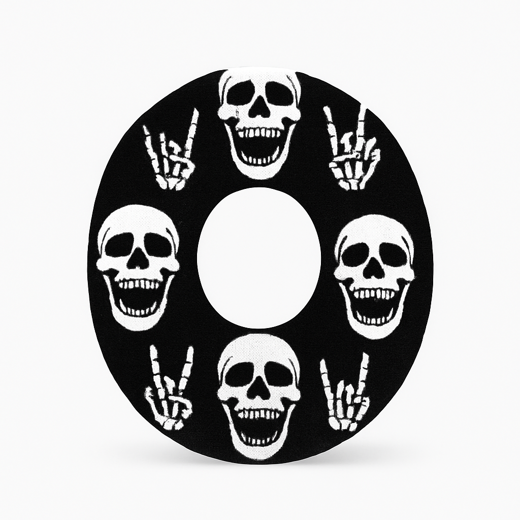 Rock"N"Roll Skull CGM-Sensor overpatches för Dexcom G7 - Diabeteshjalp