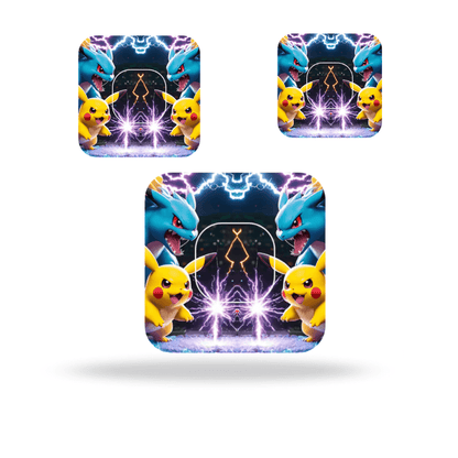 Pokémon CGM-Sensor Overpatch featuring Pikachu and Blastoise, colorful and playful design for sensor protection.