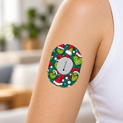 The Grinch Christmas CGM Sensor Patches ink. Sticker for Dexcom G7 (10-pack)