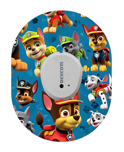 Paw Patrols tema på en dexcom g7 patch