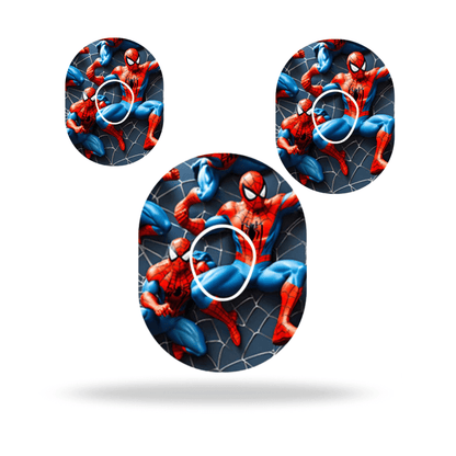 Spiderman CGM-Sensor Overpatch for Dexcom G7 featuring colorful spiderman design, adding style and stability.