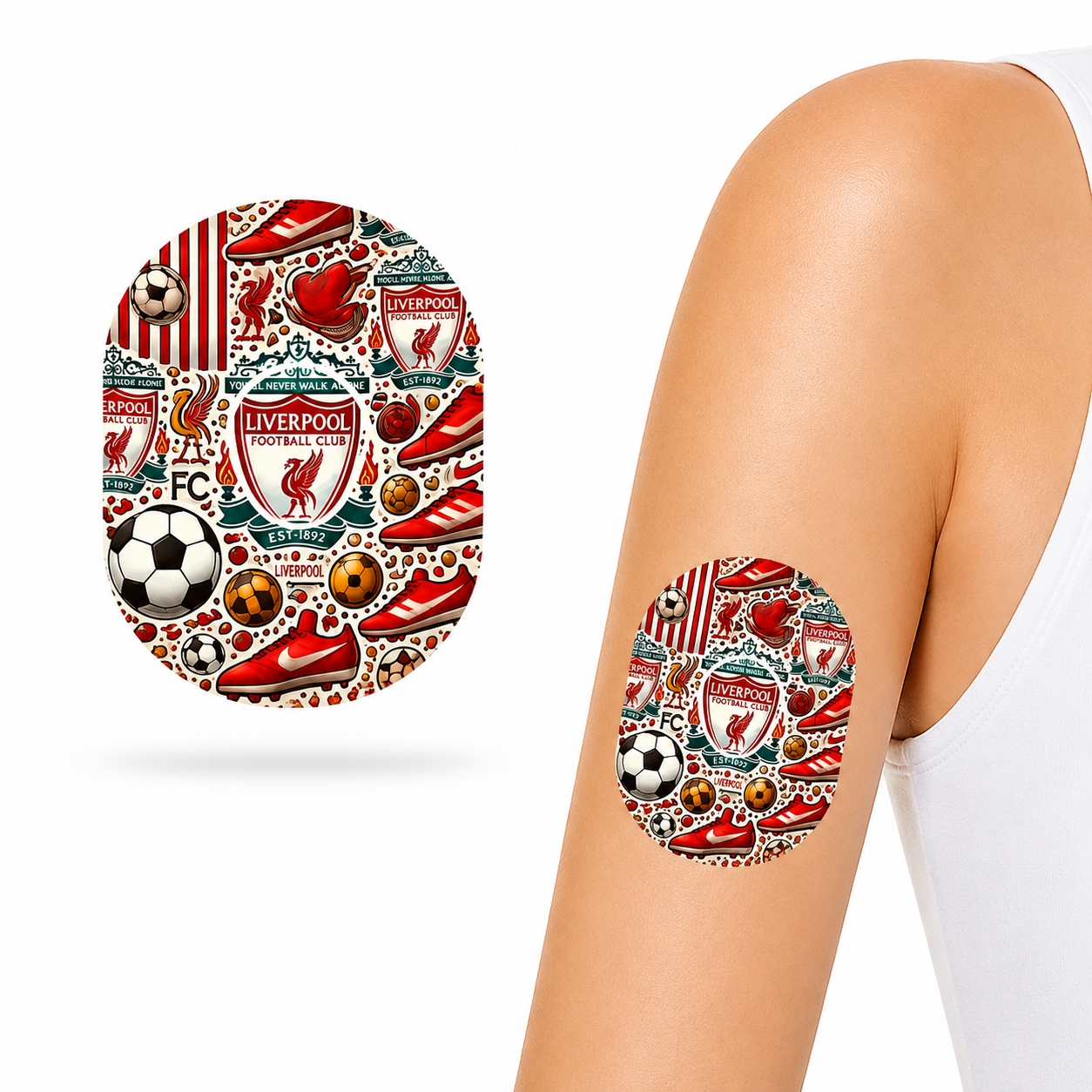 Liverpool Fc CGM overpatch för Dexcom one +inkl. Sensor Sticker