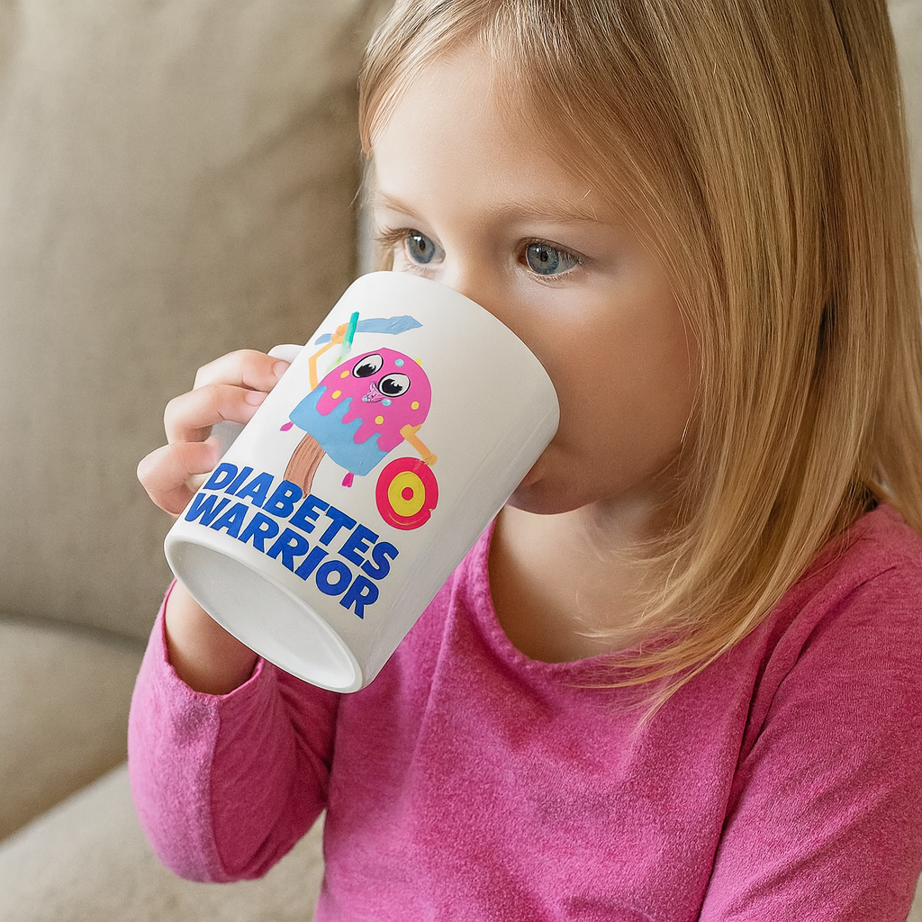 Diabeteshjalp Keramikmugg Diabeteskrigare Mugg med Sött Rosa Monster - Keramikmugg