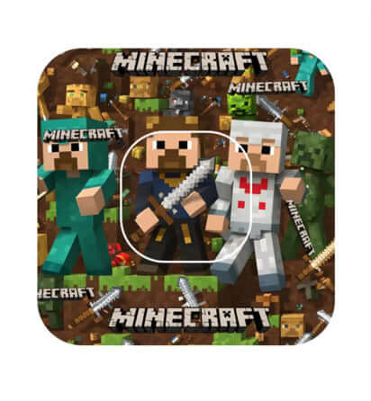 Minecraft-themed CGM sensor overpatch featuring characters and iconic elements from the game.