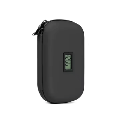 DiaCase Black smart kylfodral med digital termometer för säker temperaturförvaring av känsliga produkter.