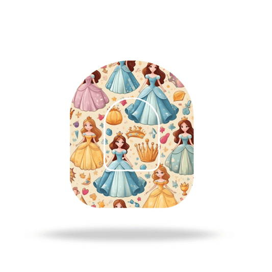 Prinsessans Overpatches for Omnipod 5 & Dash with colorful princess design, providing extra stability and style for insulin pumps.
