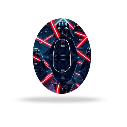 Star Wars Darth Vader CGM-Sensor Overpatch with vibrant lightsaber design for Dexcom G6 sensor.