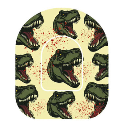 Omnipod Overpatch T-Rex vattentålig tejp med dinosauriemotiv, idealisk för dagligt bruk och aktivitet