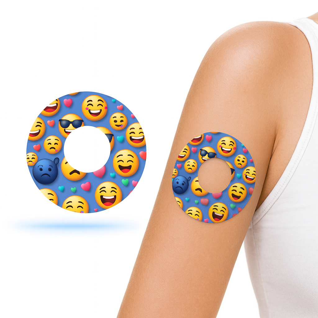 Smiley Emoji CGM-sensor overpatches för Freestyle Libre 1 & 2 - Diabeteshjalp